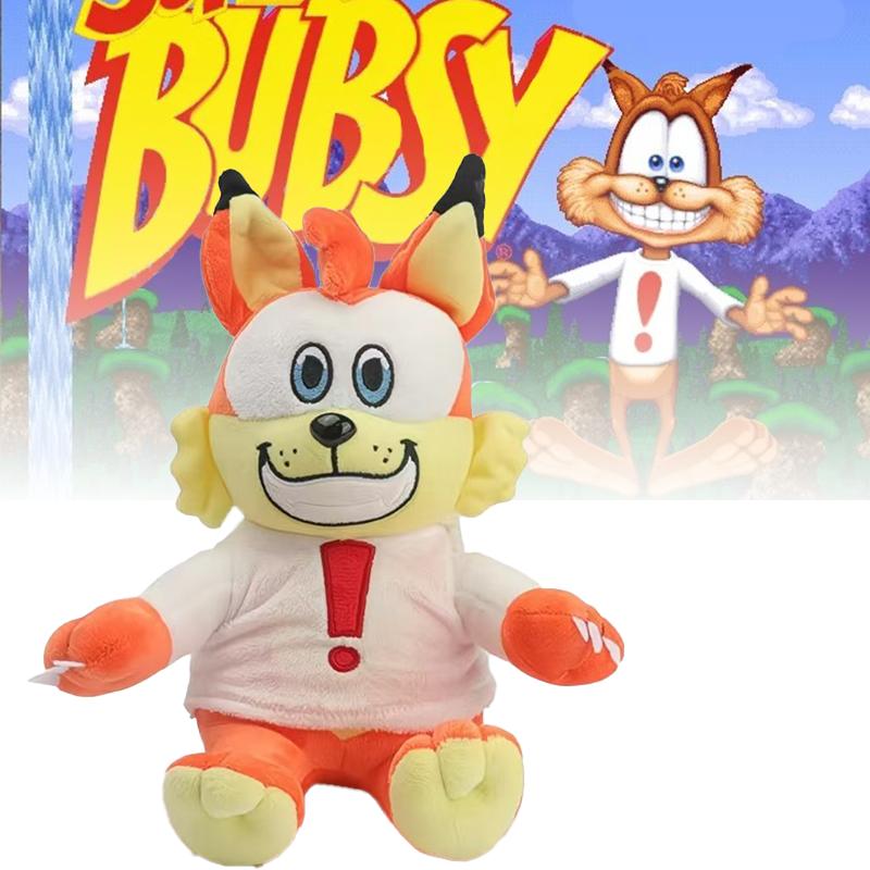 Милая аниме-плюшевая игрушка Bubsy Cat, забавный мультяшный оранжевый кот, фигурка из игры/аниме, животное-аксессуар из фильма, лисья подушка, подарки для детей
