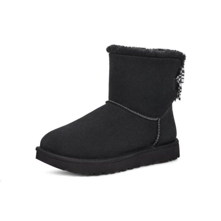 UGG Short Snow Boots With Bow Women Boots Black 1138132-BLK