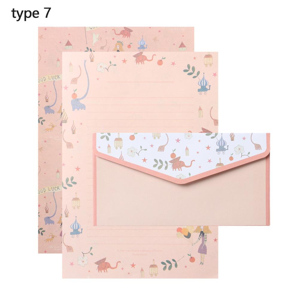 Винтажная цветочная писчая бумага для печати 6 шт. разного дизайна, канцелярские товары для писем с 3 конвертами