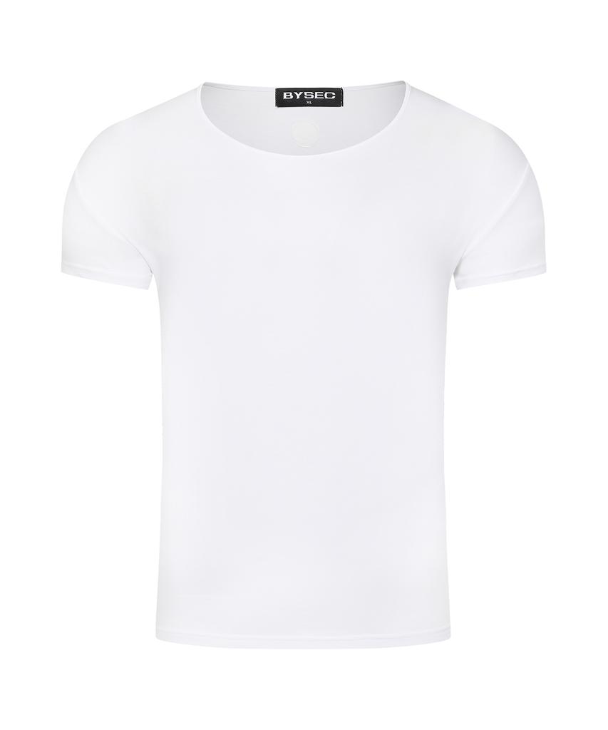 BYSEC U-Neck Muscle Stretch Plain Short Sleeve_2 Colors