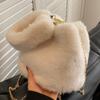 Роскошные женские сумки-ведра на плечо из искусственного меха, мягкие плюшевые маленькие женские сумки через плечо, однотонные женские пушистые клатчи