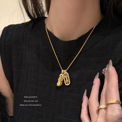 Ожерелье Pixiu Vajra от Zhongying Jewelry: Женское роскошное золотое ожерелье-цепочка на ключицу для удачи