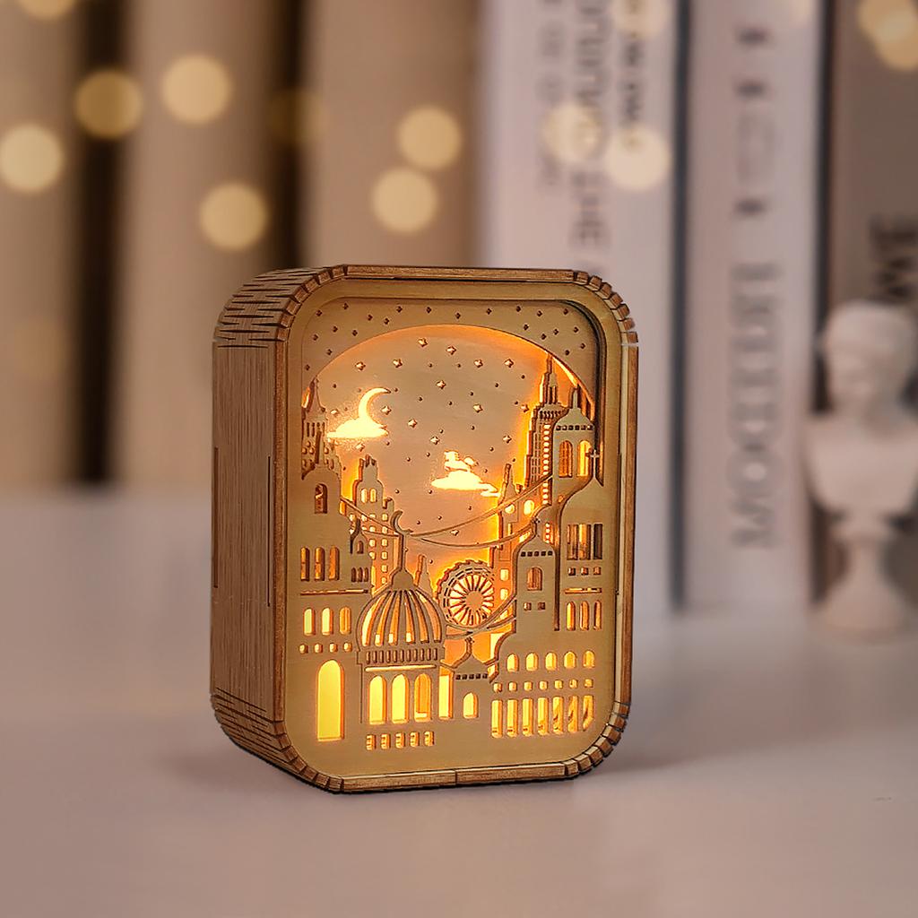3D светодиодный ночник, современная деревянная настольная лампа, 3D полая резьба по дереву, ночник для спальни для детей, настольная декоративная лампа, подарок