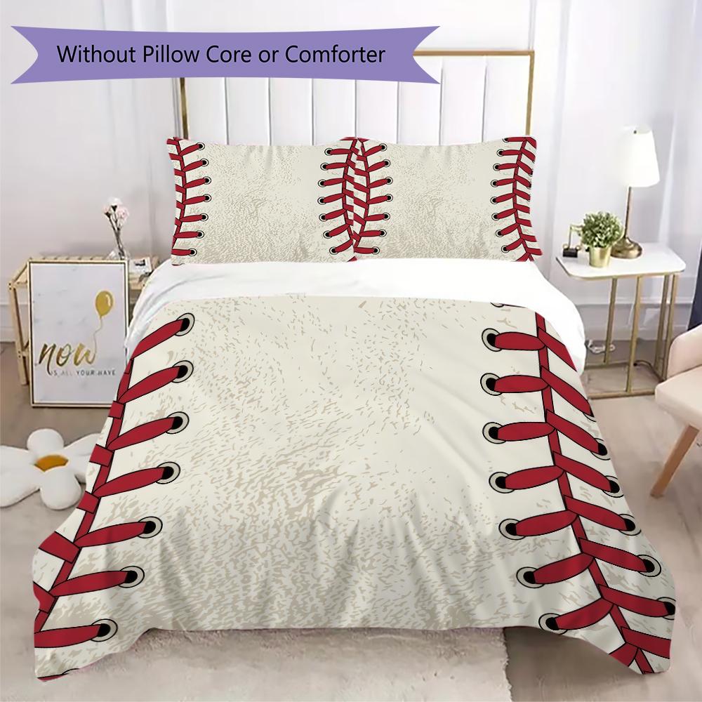 Dynamic Football Baseball Pattern Bedding uilt Set uilt Cover Pillowcase Home Decoration Birthday Gift (1 * duvet cover + 2 * pillowcase without core)