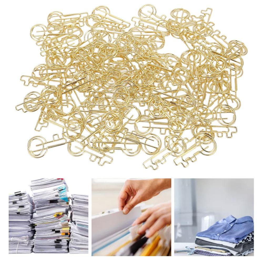 100PCS Key Shaped Key Shaped Paper Clip with Storage Box Bookmark Clip Office Supplies