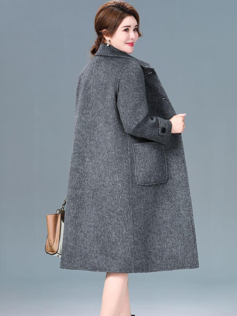 Роскошное двустороннее кашемировое пальто средней длины для женщин - Мода осень/зима Пальто из шерсти яка