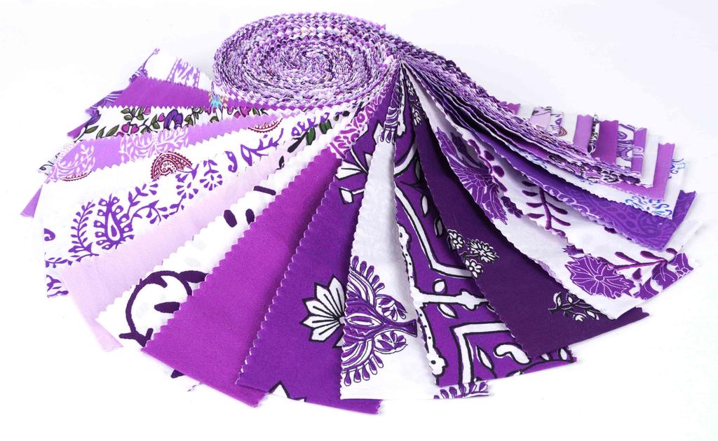 Soimoi 40Pcs Block Print Cotton Precut Fabrics For Quilting Craft Strips 2.5x42inches Jelly Roll -