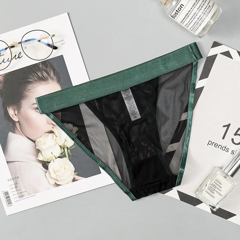 Women Sexy Mesh Transparent Panties Gauze Lace Lingeries Female Soft Solid Color Briefs Underpants Lenceria Para Damas Lingerie