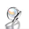 Hecheng Wish Colorful Moonstone Ring - European & American Style with Imitation Thai Silver Design for Women