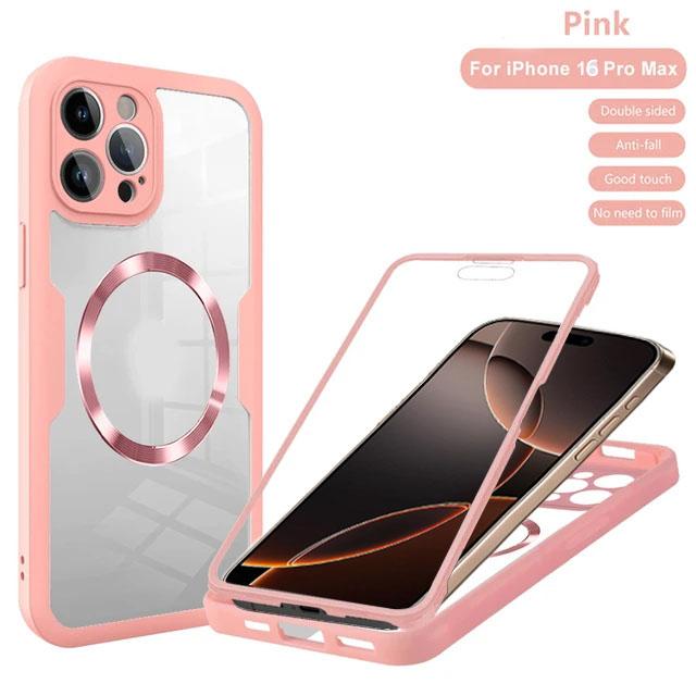 Для iPhone 16 15 14 11 12 13 Pro Max 360° Полностью защищенные двусторонние магнитные чехлы для беспроводной зарядки Magsafe Защитная крышка