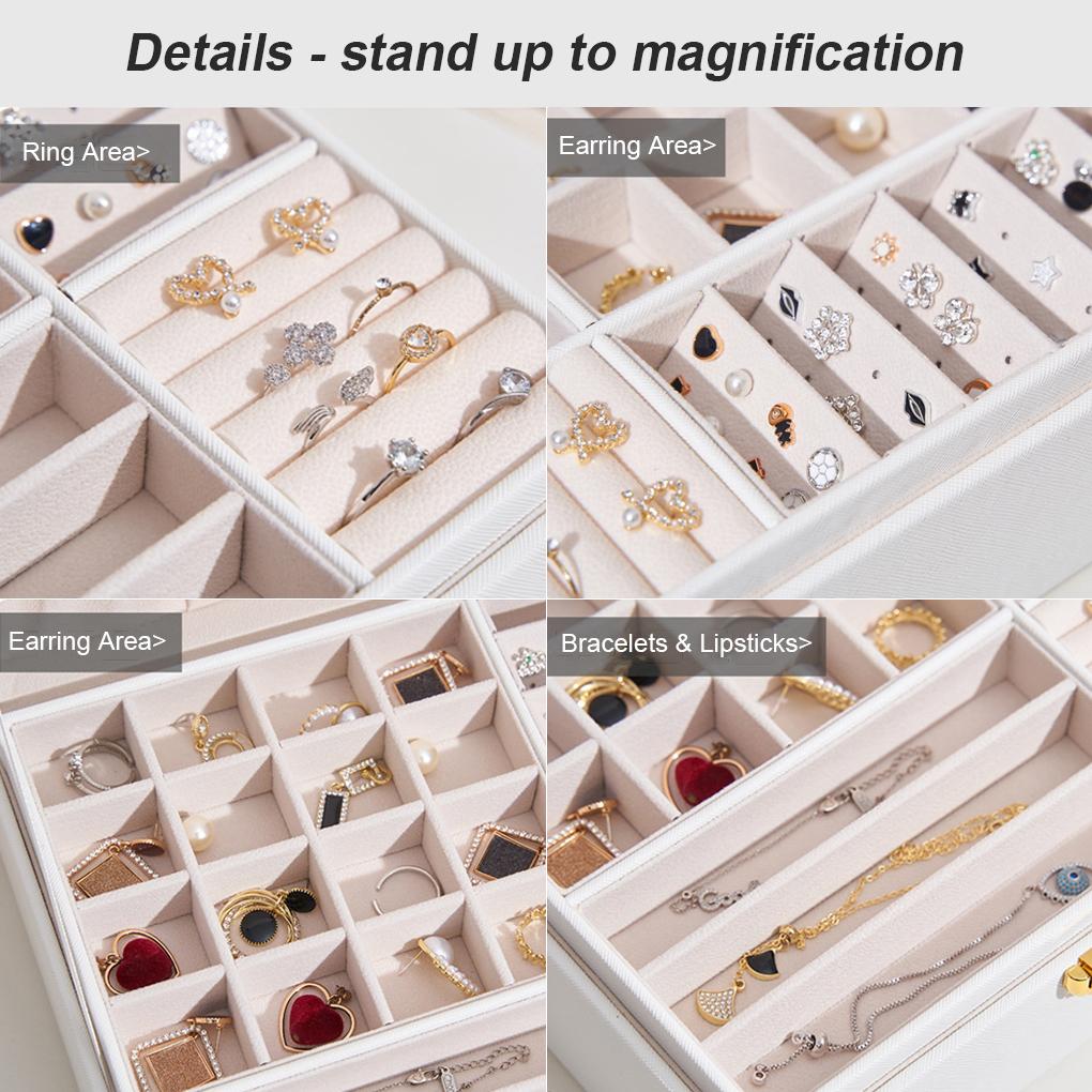 Винтажный двухслойный органайзер для украшений, шкатулка для хранения ювелирных изделий, держатель для серег и колец, дорожный многофункциональный кейс