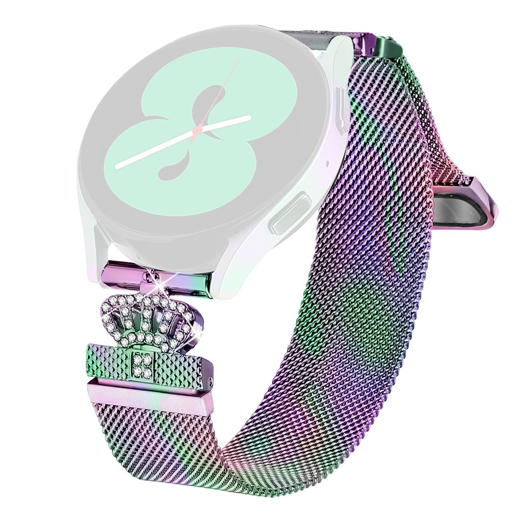 For Samsung Galaxy Watch4 40mm/44mm Milanese Mesh Band Magnetic Crown Clasp Stainless Steel Strap