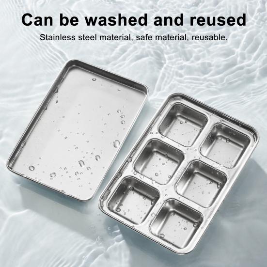 Форма для льда из нержавеющей стали 6 ячеек Большая форма для кубиков виски Быстрое извлечение Медленно тающие кубики льда для виски для коктейлей Кофе