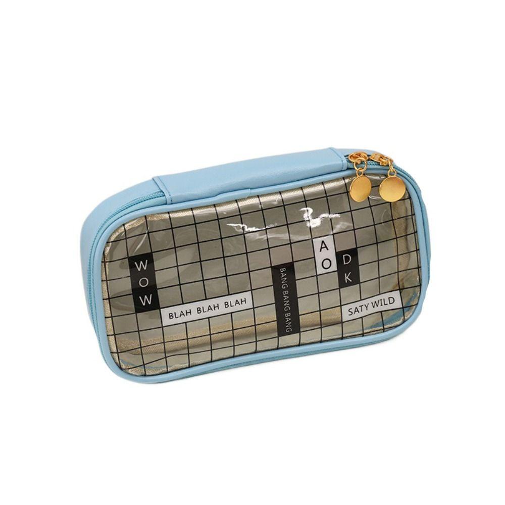 Student Large Capacity Plaid Printed Desktop Storage Bags Stationery Bag Pen Bag Pencil Pouch
