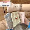 Embroidered Cute Girl Mid-calf Socks with Cartoon Patterns, Versatile and Breathable Women's Socks, Combed Cotton Pile Socks
