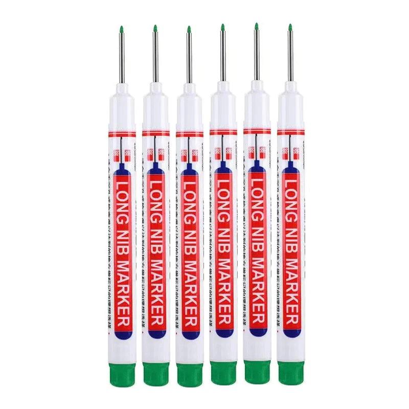 6Pcs/Set 20MM Long Nib Markers Deep Hole Head Four Color Waterproof Marker Pens For Woodworking Metal Marker Tools Art Supplies