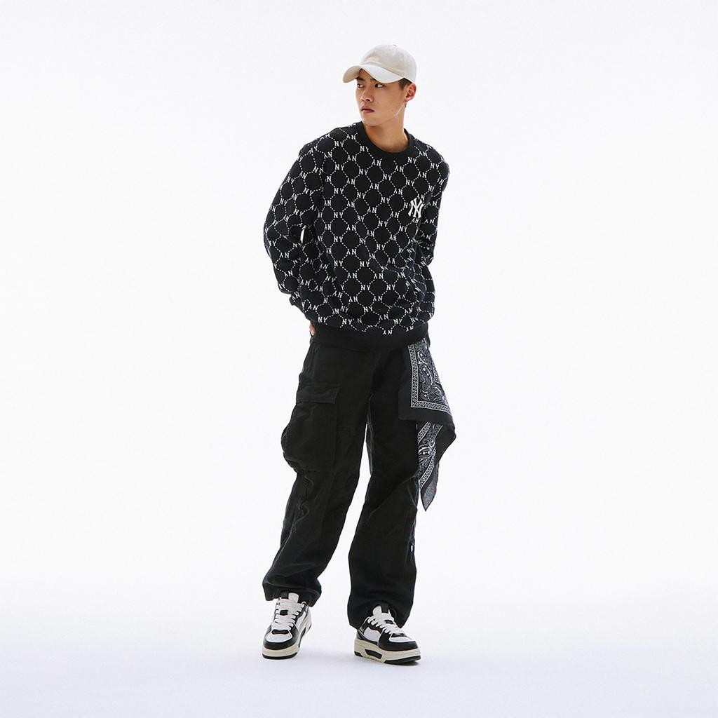 MLB Chunky Liner 24SS Нью-Йорк Янкис Удобные Винтажные Повседневные Универсальные Черно-Белые Панда Увеличивающие Рост Низкие Кеды для Скейтбординга 3ASXCLS4N-50BKS
