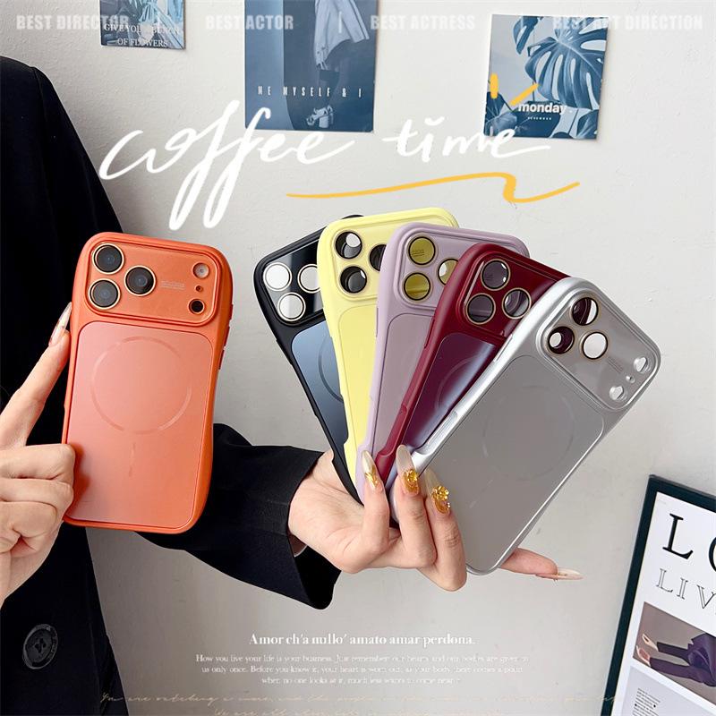 Подходит для Apple iPhone17PRO однотонный тонкая талия AG матовый магнитная всасывающая линза полностью закрывающий 17 чехол для мобильного телефона взрыв