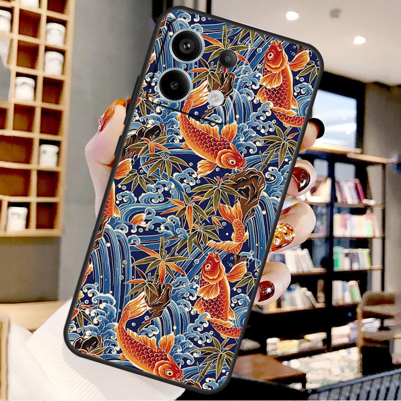 Татуировка Японский Карп Дракон Волна Для Xiaomi Redmi Note 14 Pro 9 10 11 12 13 15 Pro Plus Чехол Для Redmi 15 15C 13C 12C 10C 14C