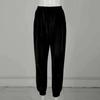 Women's Ladies Gold Velvet Trousers Straight Trousers Elastic Waist Casual Pants