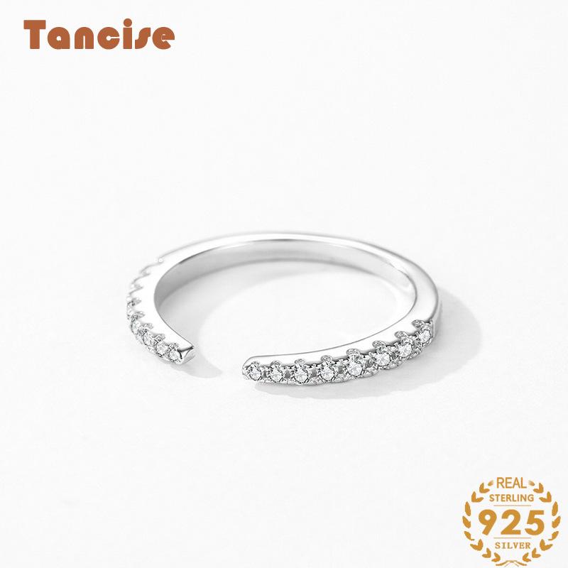 Tancise Classic 925 Sterling Silver Zircon Ring Ladies Jewelry Wedding Promise Party Gift