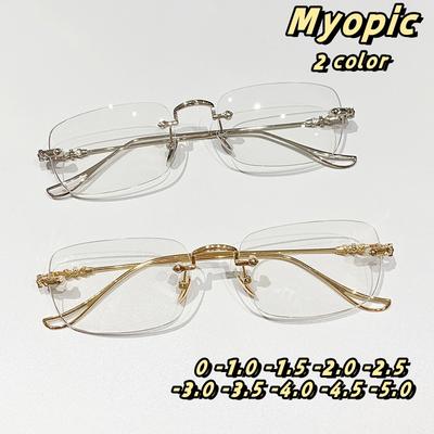 Безрамные трендовые очки для близорукости Ультралегкие маленькие квадратные очки с антисиним светом для близорукости Ультралегкие очки унисекс