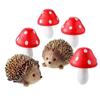 Garden Fairy Replacement Resin Hedgehogs And Wood Mushroom Miniature Decorations For Bonsai Craft