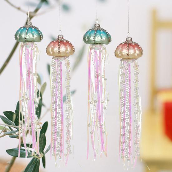 4 шт. Украшение Медуза Тонкая работа Красивый Долгий срок службы Праздничный Стильный Усиление атмосферы Пластик Рождество Стекло Жемчуг Подвеска Медуза