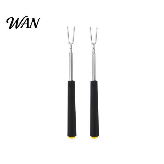 Food-grade Stainless Steel Fork 2Pcs Retractable BBQ with V-Shaped Prongs Non-Slip Handle Rust-resistant Grilling Portable Outdoor Cooking Tool