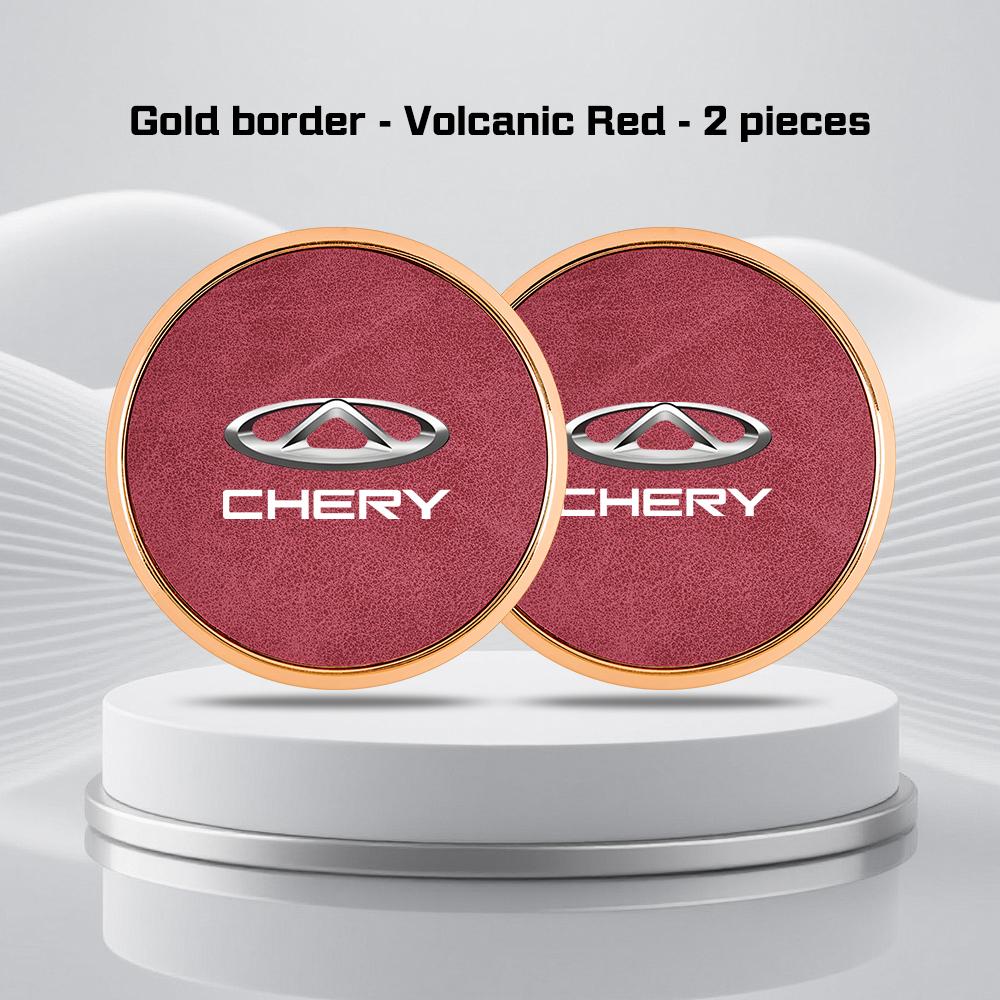 For Chery Tiggo 8 9 7 5 5X 3X Arrizo 8 5 Fulwin T9 A8 T8 T10 A9 Car Leather Coaster Anti-slip Mat Alloy Side Car Water Cup Pad NN2