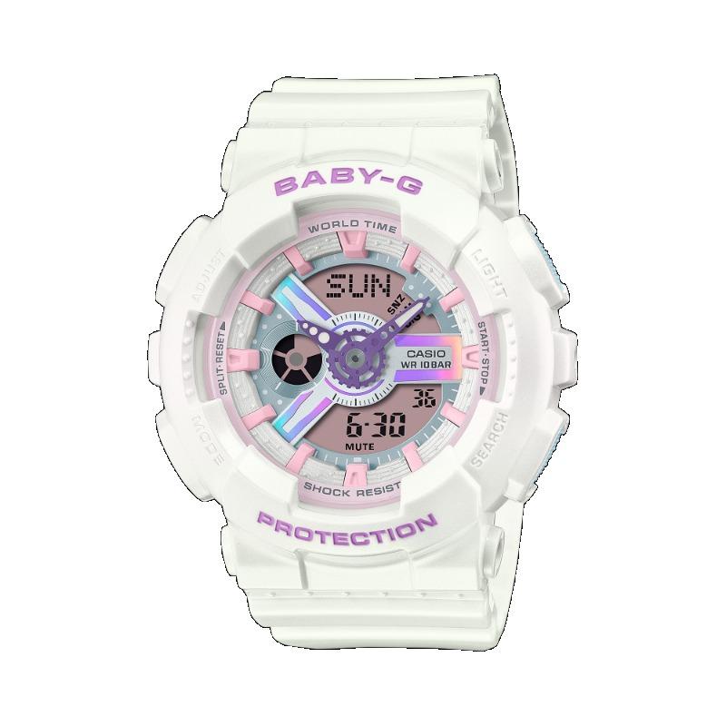 Casio Женские часы Baby-G, смола, 100 м водонепроницаемые, аналоговые, ударопрочные, кварцевые, BA-110FH-7A
