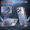 Shockproof Acrylic Card Slot Holder Clear Phone Case for iPhone 15 14 13 12 11 Pro Max 15Plus 14Plus Metal Kicstand Bumper Cover