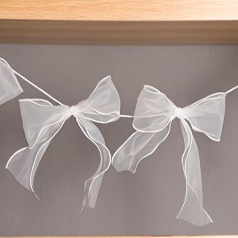 12Pcs Ribbon Bow Hanging Flags Sweet Hanging Banner New Bowknot Garland Room Wall