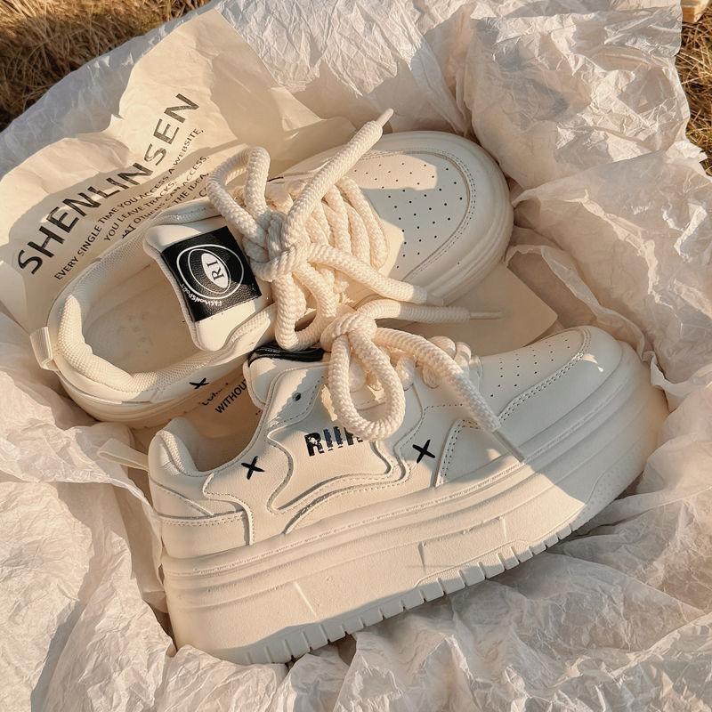 Оригинальная нишевая платформа белые туфли женские 2025 новые весенние туфли на платформе парусиновые туфли повседневные кеды спортивная обувь лодочки