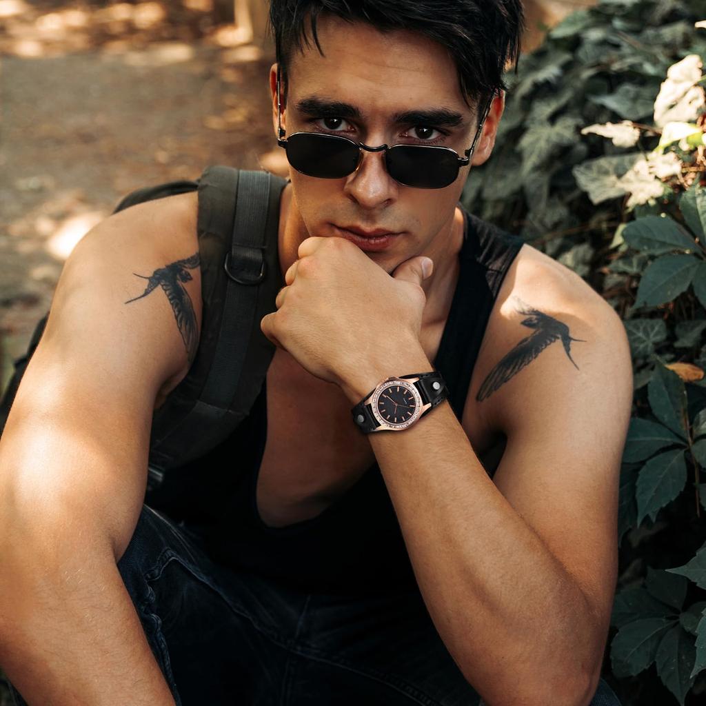 И водонепроницаемые кожаные наручные часы в стиле панк-ретро, классические часы с классическим диском, имитация кварца, унисекс, регулируемый ремешок, удобные в использовании, черные мужские