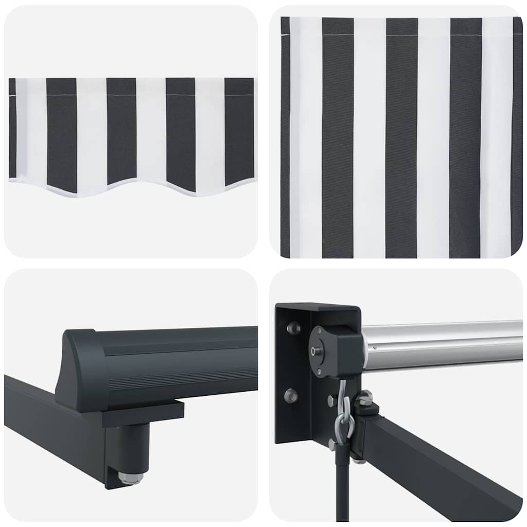 Retractable Awning Anthracite and White 4x3 m Fabric and Aluminum