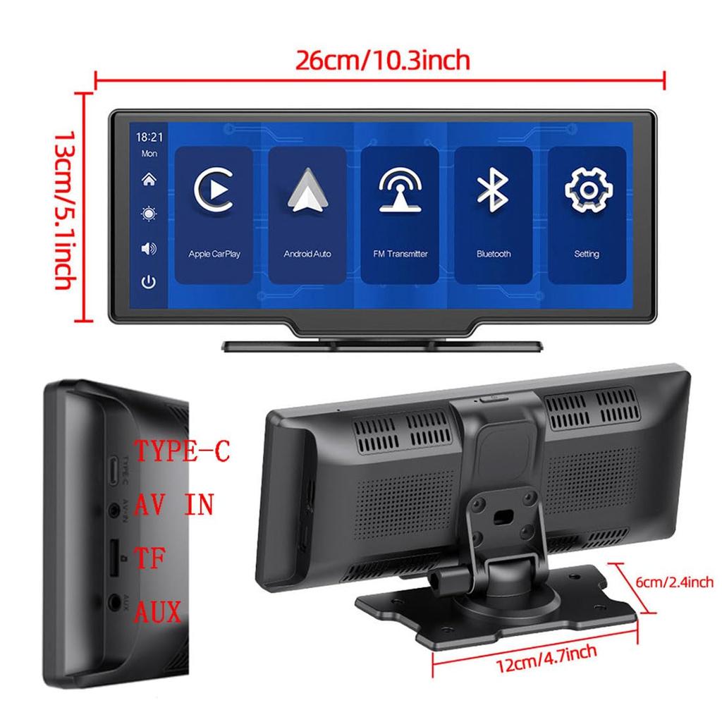 Eaglerich Navigation Car Audio Wireless Carplay Android Auto 10-дюймовый сенсорный экран автомобильный мультимедийный плеер динамик и Bluetooth5.0/Mirror Link/FM/TF/AUX