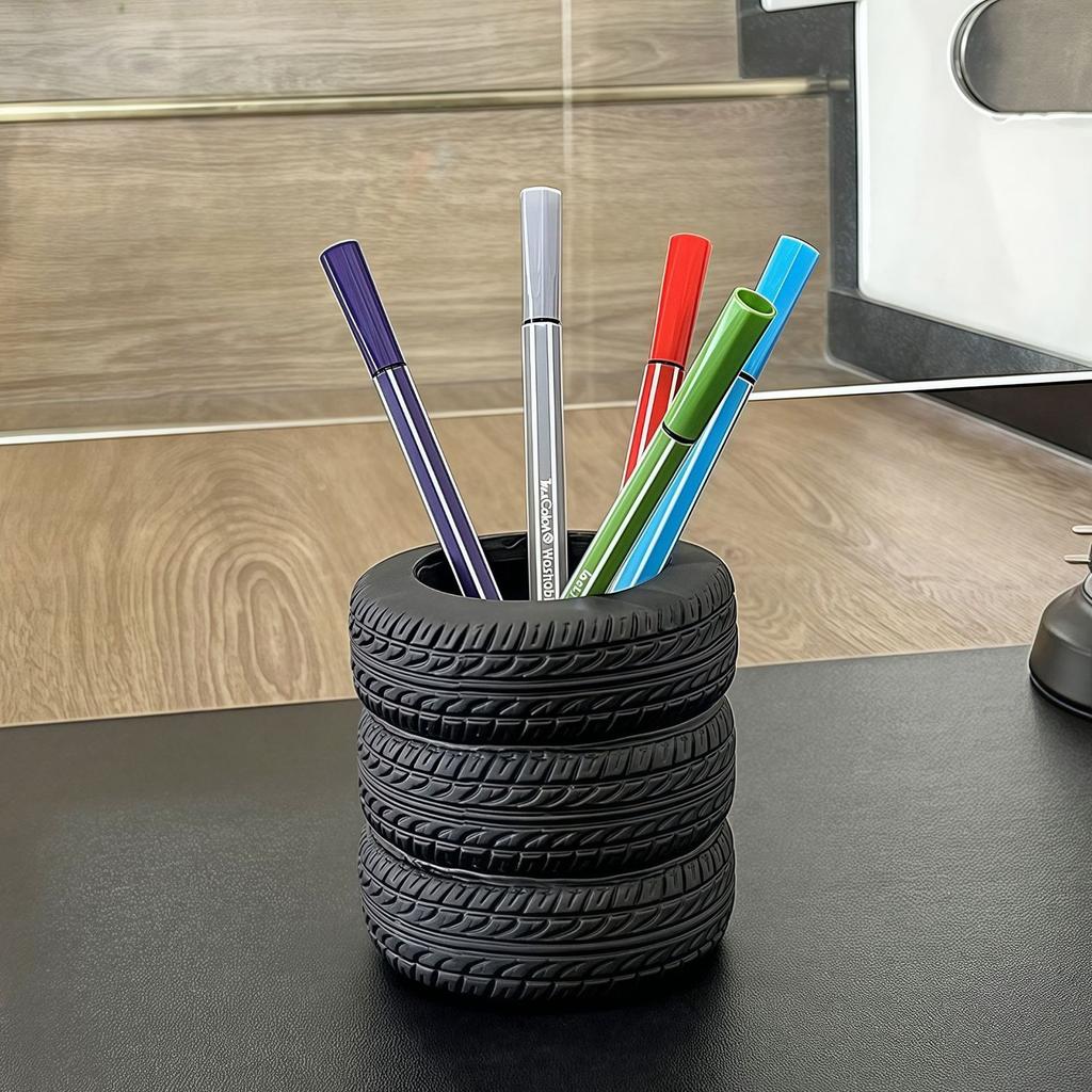 Advanced Creative Tire Pen Holder, Desktop Storage Box, Organizing Artistic Ornaments