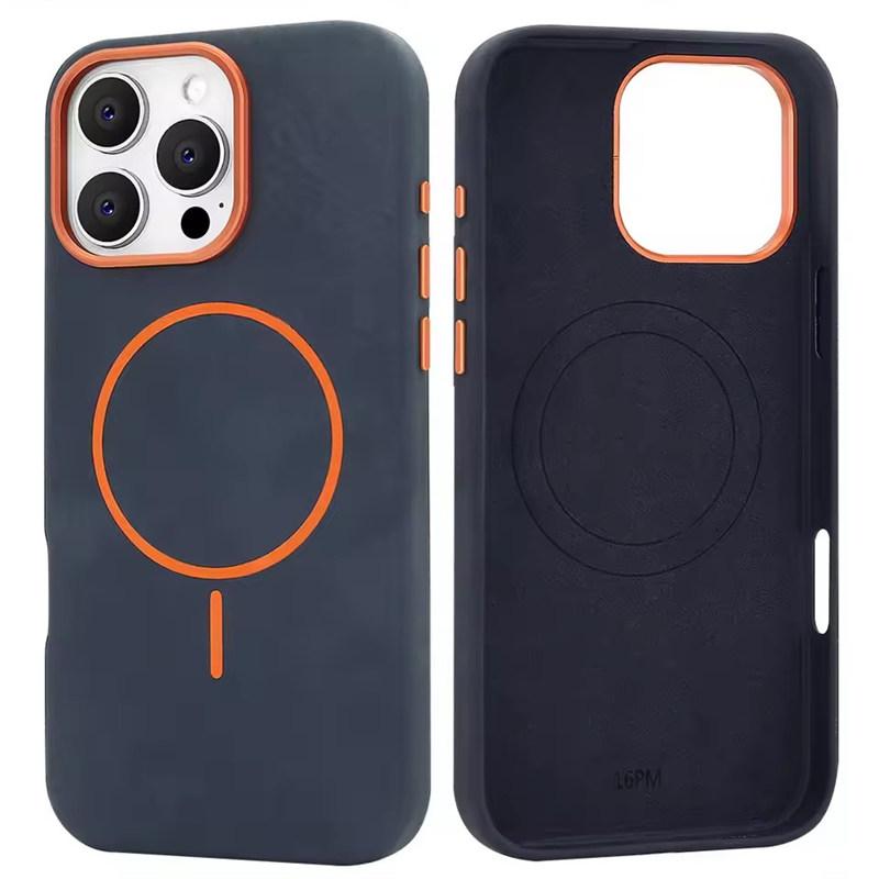 Роскошный чехол для телефона Magsafe из ТПУ кожи для iPhone 16 15 14 13 Pro Max с магнитной беспроводной зарядкой и противоударным покрытием из сплава