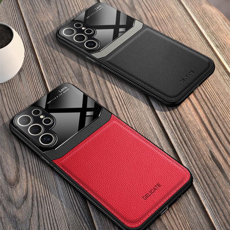 Совместимый чехол для телефона Samsung: S24 Ultra, S23 FE, S25, A53, A72, A34 - Отделка с текстурой кожи, Note 20+