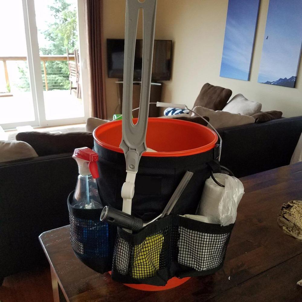 with Mesh Fishing Bucket Organizer Waterproof Bucket Tool Bag for 5 Gallon Bucket Hiking Camping