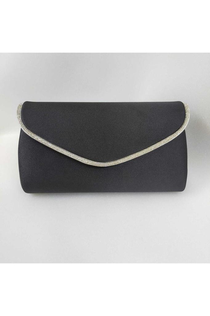 Women's Stylish and Useful Evening Dress Bag Shiny Beige Satin Silver Stone Evening Bag