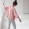 Summer Women's Round Neck T-shirt Cotton and Linen Loose Top Retro Three-quarter Sleeve Blouse Top