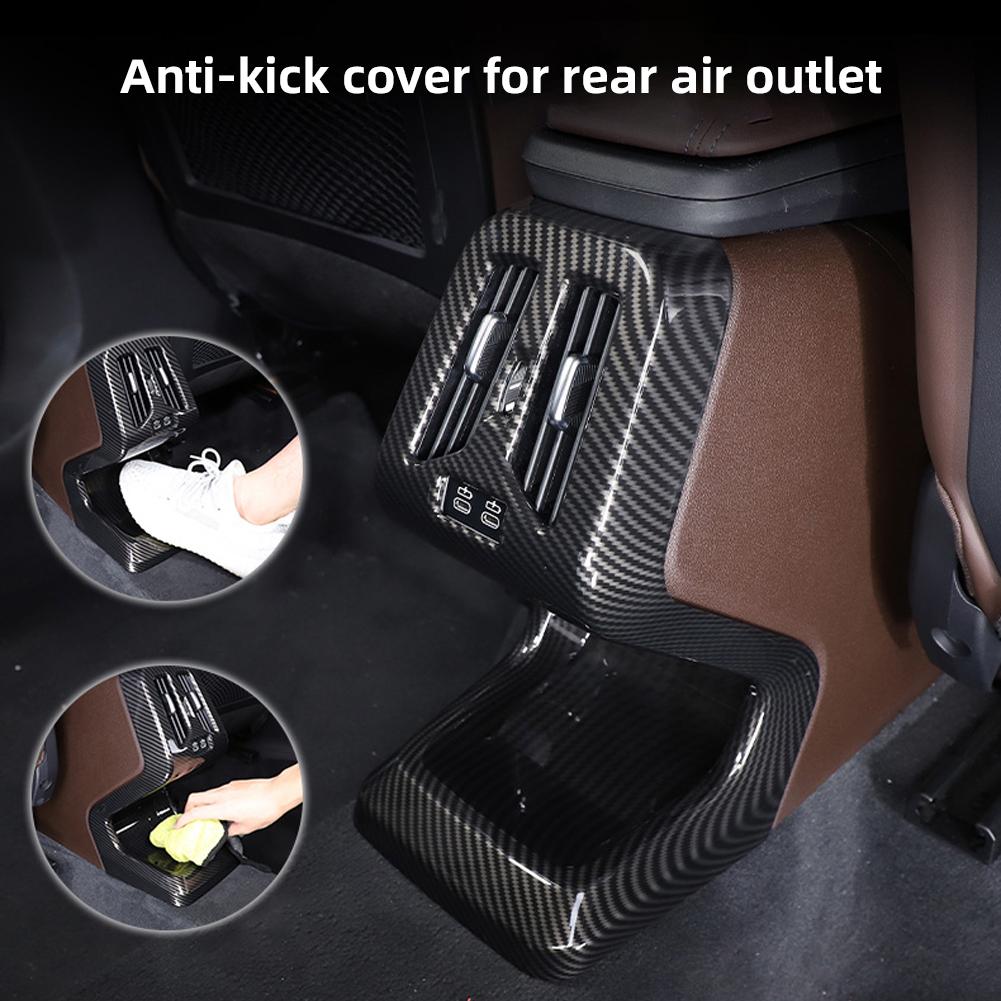 Car Rear Air Conditioning Outlet Vent Cover Trim Sticker Accessories Carbon Fiber ABS Style For BMW X1 U11 2023 2024 #469118