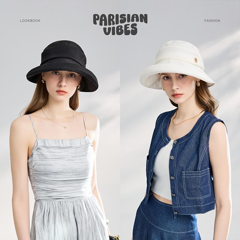 ELLE [Temperament Sunshade] Fashionable and Versatile Curved Eaves Sunshade Hat for Women's Sunscreen Outdoor Fashion Hat
