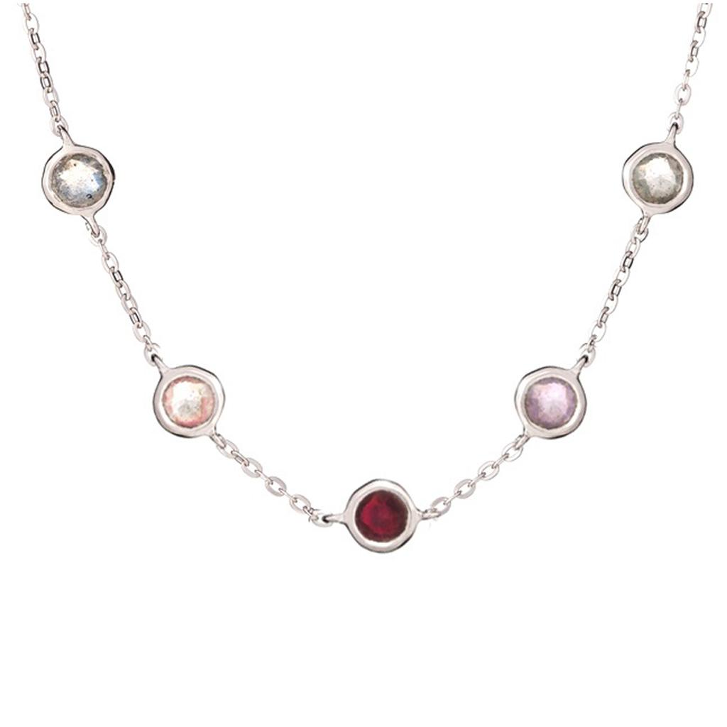 Les Trésors De Lily [R3824] - Silver Multicolor 'Meghan' Silver Necklace (rhodium) - 5 Mm