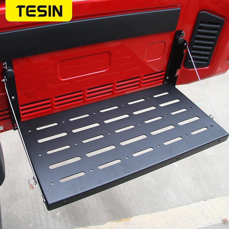 TESIN железный дверной столик на задней двери, грузовая полка, багажник, стеллаж для хранения для Jeep Wrangler JK 2007-2017, 2/4-дверный автомобиль