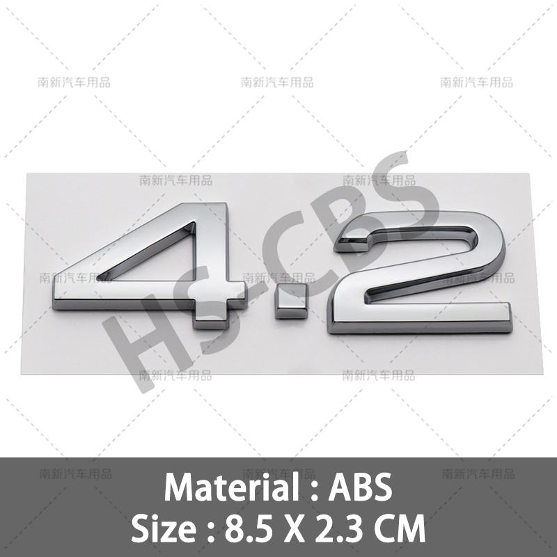 3D ABS 2.4 3.6 Letter Word Emblem 4.2 Rear Trunk Badge Decal Car Engine Displacement Symbol Stickers For Hot A3 A4 A5 A6 A7 A8