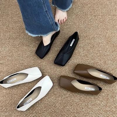 2025 Весна Осень Слипоны Женские Туфли Мэри Джейн Модные Женские Уличные Мягкая Кожа Платье Балетки