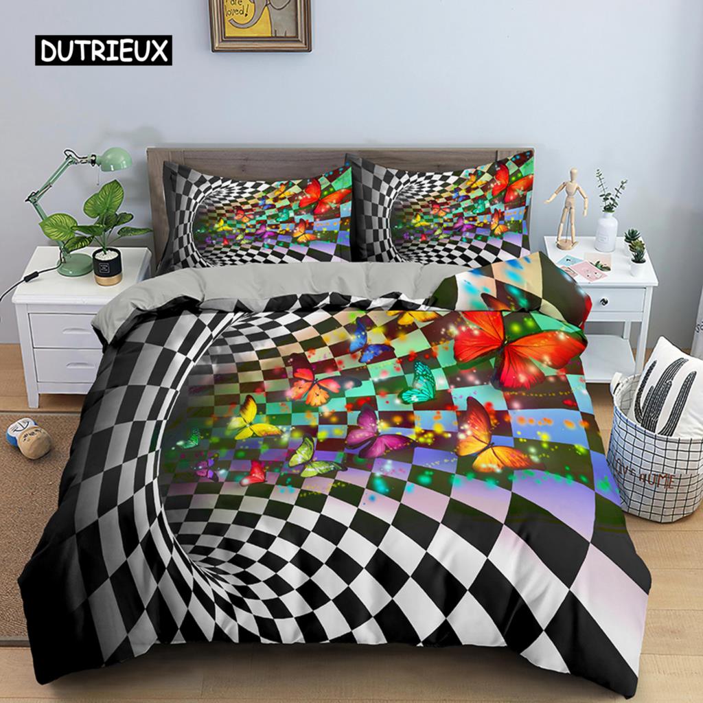 Комплект постельного белья с абстрактным рисунком, напечатанный на 3D-принтере, пододеяльник с застежкой-молнией, комплект одеяла из полиэстера размера Queen Size